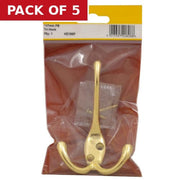 Centurion 107mm Die Cast Hat & Coat Tri Hook - Polished Brass - Pack Qty 1 - Pack of 5