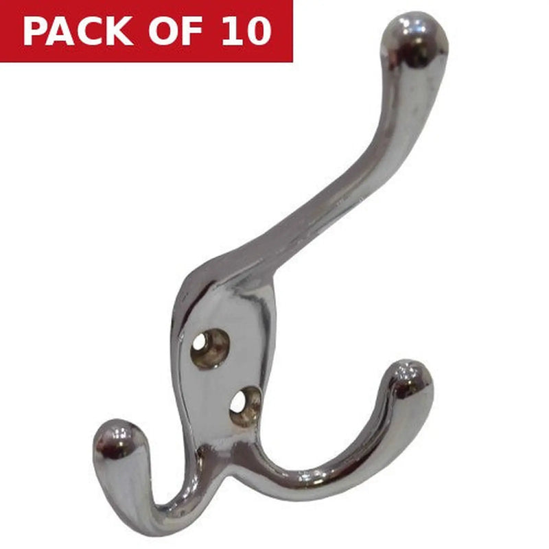 Centurion 107mm Die Cast Tri Hook - Chrome Plated - Pack of 10