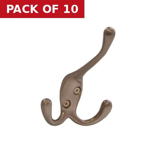 Centurion 107mm Die Cast Tri Hook - Satin Chrome - Pack of 10