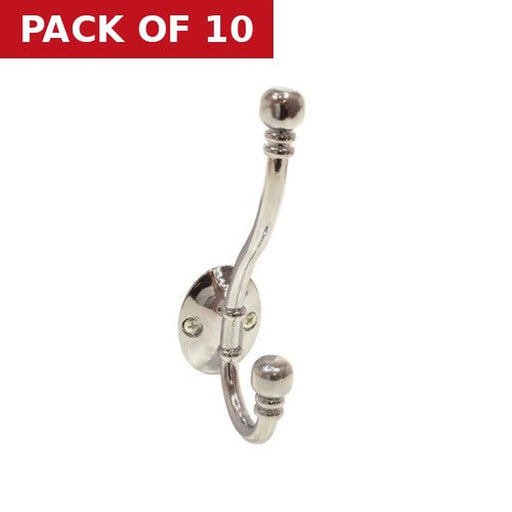 Centurion 130mm Premium Ball End Hat & Coat Hook - Chrome Plated - Pack Qty 1 - Pack of 10