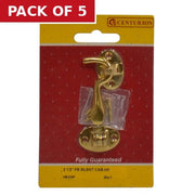 Centurion Silent Pattern Brass Cabin Hooks, Polished Brass, 65mm - Pack of 5