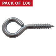 Centurion Steel Screw Eyes - Zinc Plated - 40mm x 3.6mm - Pack of 100