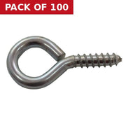 Centurion Steel Screw Eyes - Zinc Plated - 35mm x 3.6mm - Pack of 100