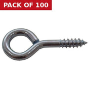 Centurion Steel Screw Eyes - Zinc Plated - 65mm x 6mm - Pack of 100