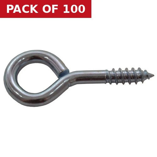 Centurion Steel Screw Eyes - Zinc Plated - 65mm x 6mm - Pack of 100