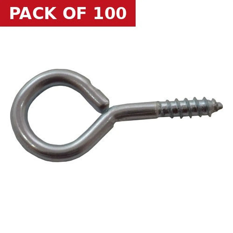 Centurion Steel Screw Eyes - Zinc Plated - 25mm x 2mm - Pack of 100