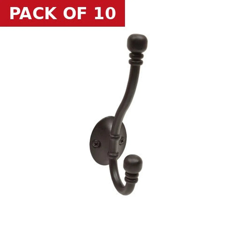 Centurion 130mm Premium Ball End Hat & Coat Hook - Black - Pack of 10