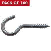 Centurion Screw Hooks - Zinc Plated - 60mm x 10mm - Pack of 100