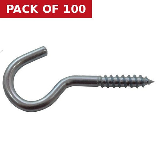Centurion Screw Hooks - Zinc Plated - 60mm x 10mm - Pack of 100