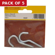 Centurion Screw Hooks - Zinc Plated - 60mm x 4.3mm - (Pack of 2) - Pack of 5