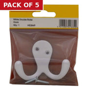 Centurion 70mm Die Cast Double Robe Hook - White - Pack Qty 1 - Pack of 5