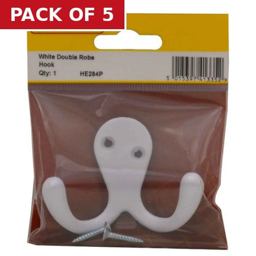 Centurion 70mm Die Cast Double Robe Hook - White - Pack Qty 1 - Pack of 5