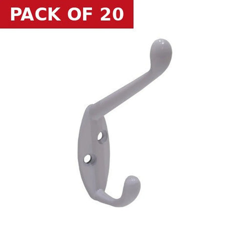 Centurion 105mm Die Cast Hat & Coat Hook - White - Pack of 20