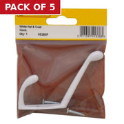 Centurion 105mm Die Cast Hat & Coat Hook - White - Pack Qty 1 - Pack of 5