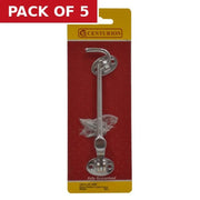 Centurion Silent Pattern Brass Cabin Hooks, Satin Nickel, 150mm - Pack of 5