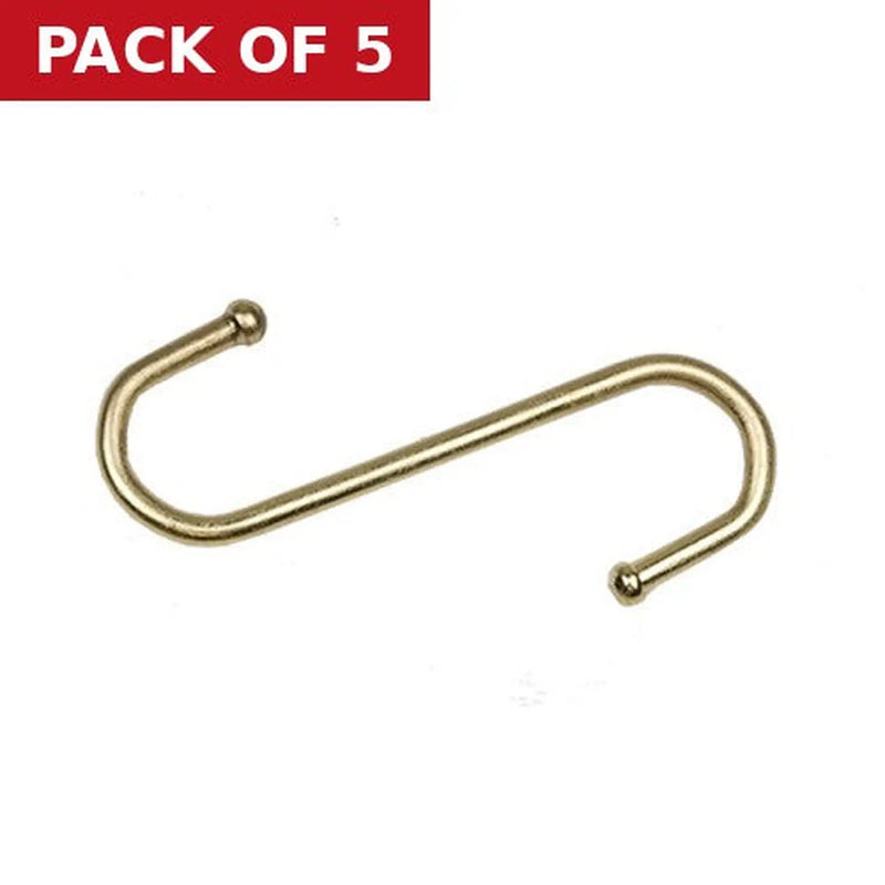Centurion 95mm Brassed Ball End 'S' Hook (Pack of 2) - Pack of 5