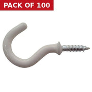 Centurion 25mm White PVC Shouldered Cup Hooks - Pack of 100
