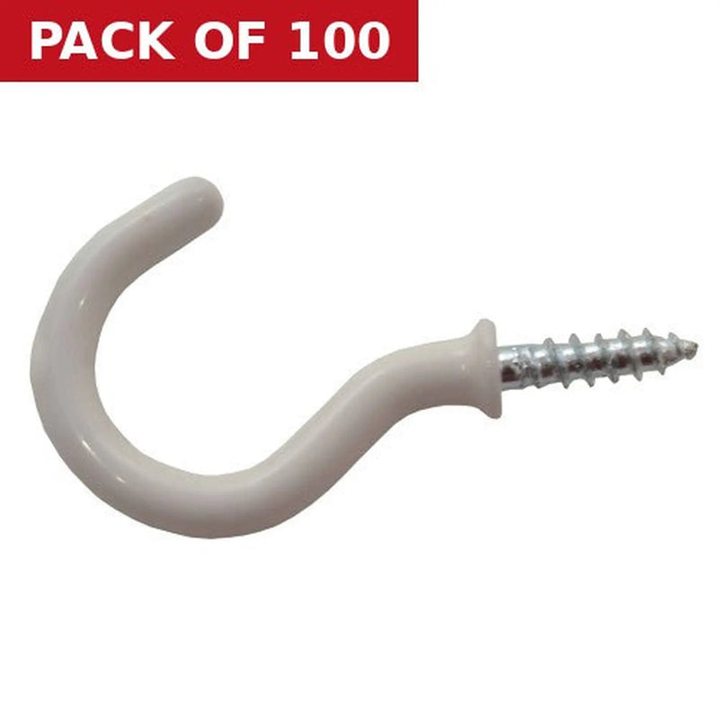Centurion 32mm White PVC Shouldered Cup Hooks - Pack of 100