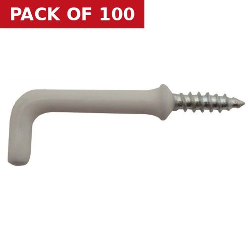 Centurion 32mm White PVC Shouldered Dresser Hooks - Pack of 100