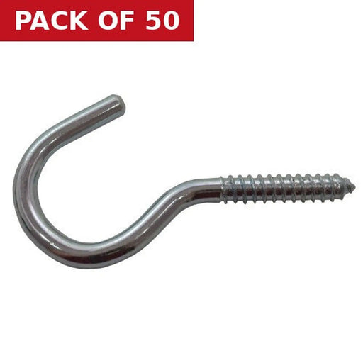 Centurion Steel Screw Hooks - Zinc Plated - 100mm x 18mm - Pack of 50