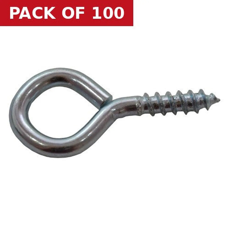 Centurion Steel Screw Eyes - Zinc Plated - 30mm x 3mm - Pack of 100
