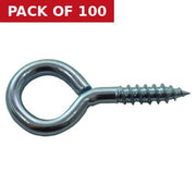 Centurion Steel Screw Eyes - Zinc Plated - 55mm x 5mm - Pack of 100