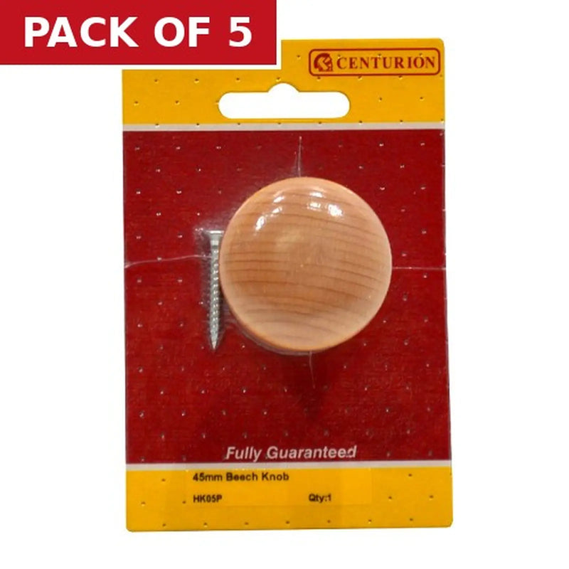 Centurion Beech Knobs, 45mm Dia. - Pack of 5