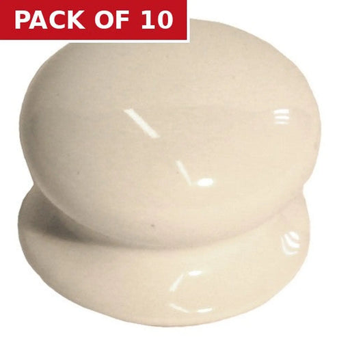 Centurion Porcelain Cupboard and Wardrobe Knobs, White, 50mm Dia. - Pack of 10