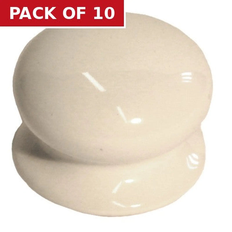Centurion Porcelain Cupboard and Wardrobe Knobs, White, 50mm Dia. - Pack of 10