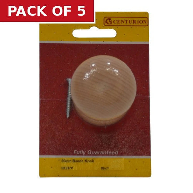 Centurion 50mm Beech Knob - Pack of 5