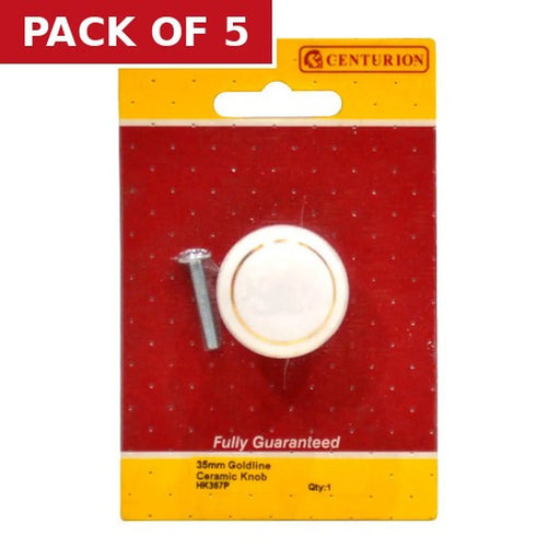 Centurion 35mm Goldline Ceramic Knob - Pack of 5