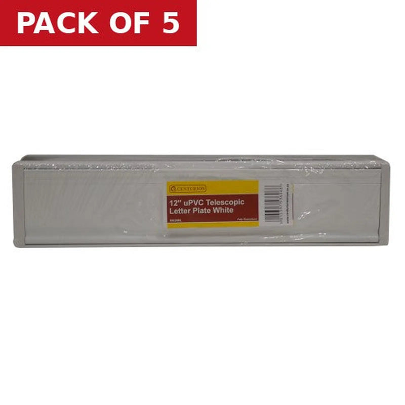 Centurion uPVC Telescopic Letter Plate, White, 305mm - Pack of 5