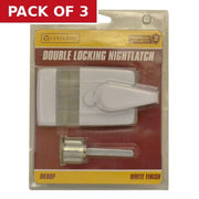 Centurion Double Locking Night latch, White-Polished Brass Cylinder, Narrow - Pack of 3