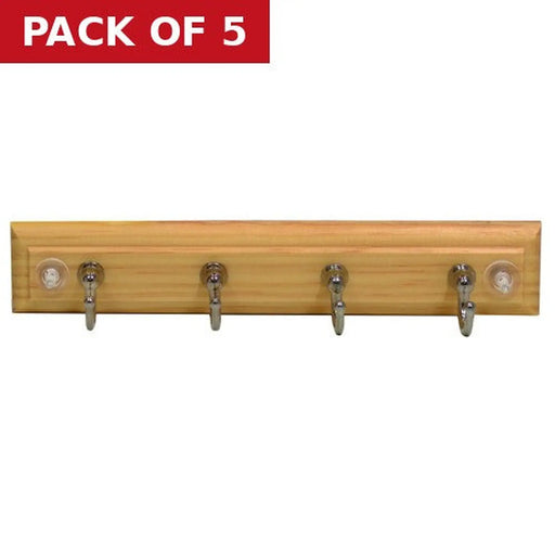 Centurion 4 Key Tidy Hook Board - Chrome Plated Hooks - Pine Board - Pack of 5