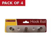 Centurion 3 Hook Metal Flat Wall Rail - Polished Chrome - Pack of 4