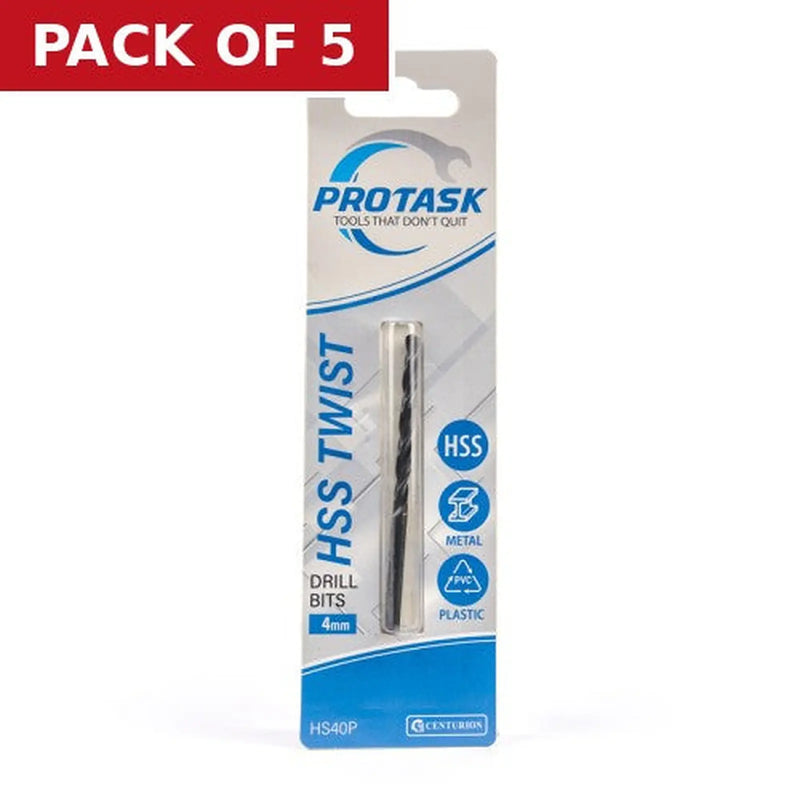 Centurion ProTask High Speed Twist Drill Bit (4mm) - Pack of 5