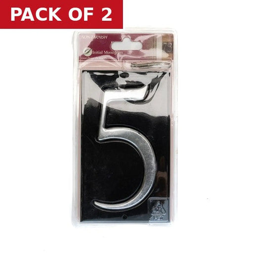 Centurion Gloss Black Numbered Plaque 5 - Pack of 2