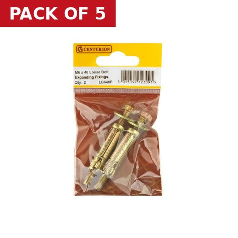 Centurion M6 x 40mm Expanding Loose Bolt  (Pack of 2) - Pack of 5