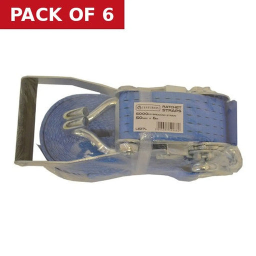 Centurion Ratchet Strap - 5000kg Breaking Strength - 6m Length - 50mm Width - Pack of 6