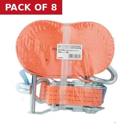 Centurion Ratchet Strap - 3000kg Breaking Strength - 8m Length - 35mm Width - Pack of 8