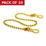 Centurion Sink Ball Chain With Hooks, Polished Brass, 300mm, No.6 - Pack of 20