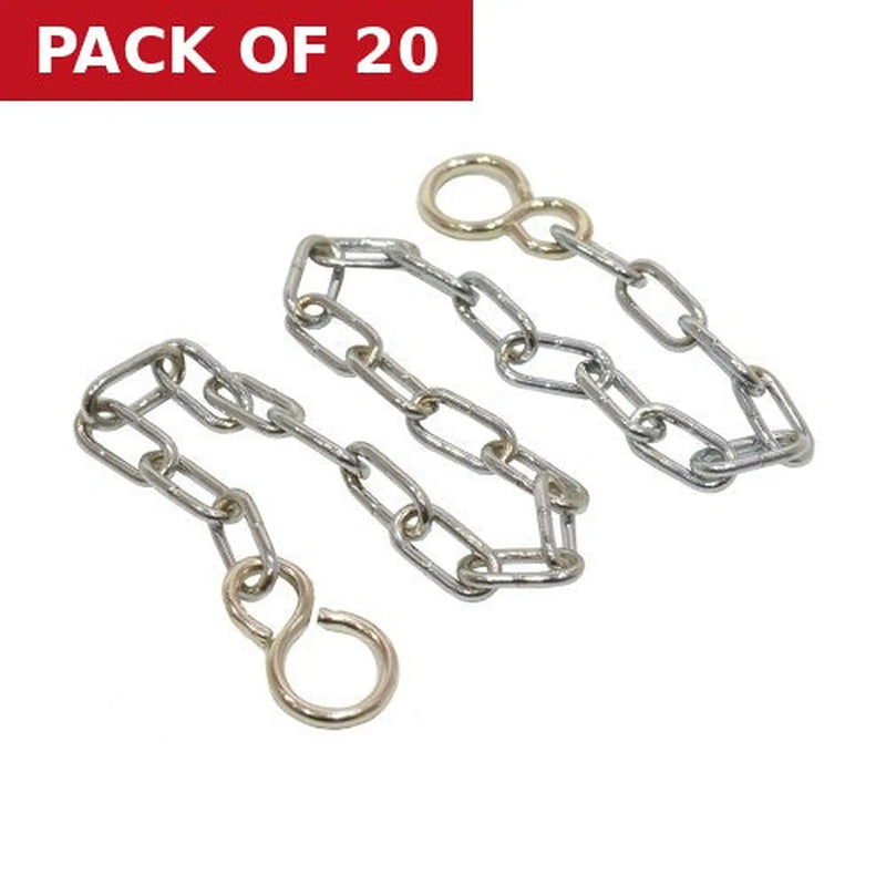 Centurion Open Clock Chain with Hooks, Chrome Plated, 300mm - Pack of 20