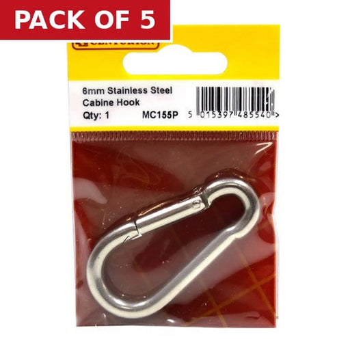 Centurion Carbine Hook, Stainless Steel, 6mm x 60mm - Pack of 5