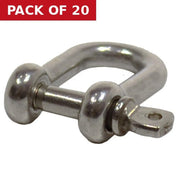Centurion Dee Shackles, Stainless Steel, 4mm x 16mm x 8mm - Pack of 20