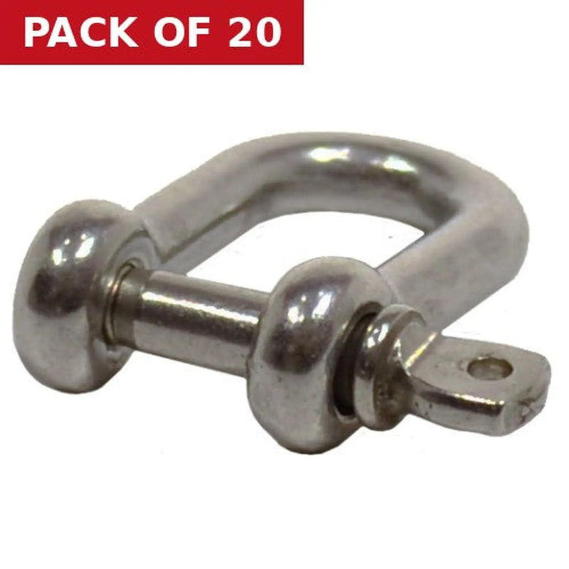 Centurion Dee Shackles, Stainless Steel, 4mm x 16mm x 8mm - Pack of 20