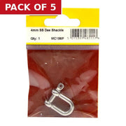 Centurion Dee Shackles, Stainless Steel, 4mm x 16mm x 8mm - Pack of 5