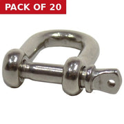 Centurion Dee Shackles, Stainless Steel, 6mm x 19mm x 10mm - Pack of 20