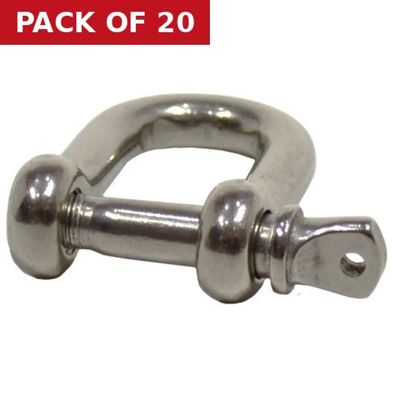 Centurion Dee Shackles, Stainless Steel, 6mm x 19mm x 10mm - Pack of 20