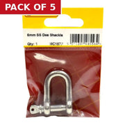 Centurion Dee Shackles, Stainless Steel, 6mm x 19mm x 10mm - Pack of 5
