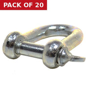 Centurion Dee Shackles, Galvanised, 12mm x 49mm x 25mm - Pack of 20